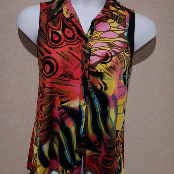 Frank Lyman Design Colorful Abstract Button Down Shirt Size 4 - Picture 2 of 4